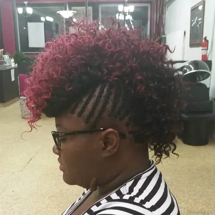 braided curly mohawk with weave