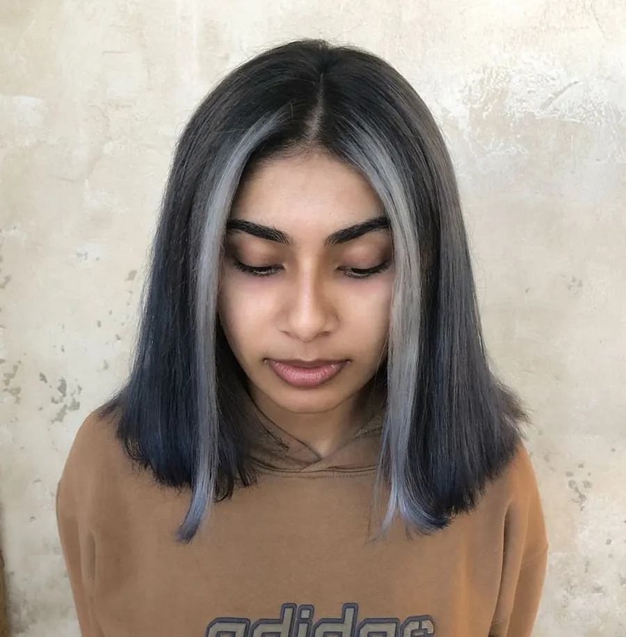 money piece grey highlights