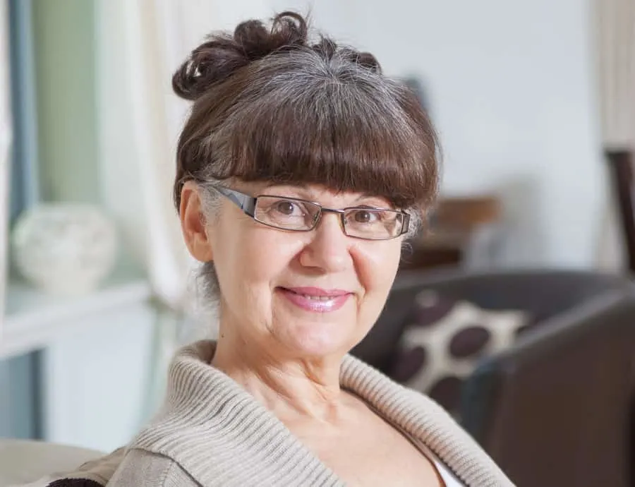 updo with bangs for mother of bride