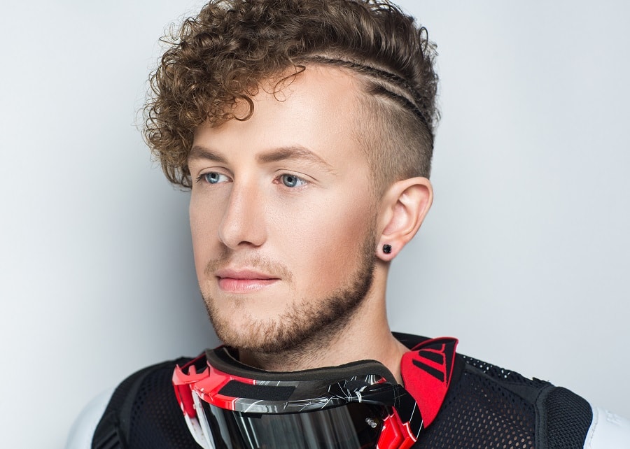 Motorcycle hairstyle for a guy with curly hair