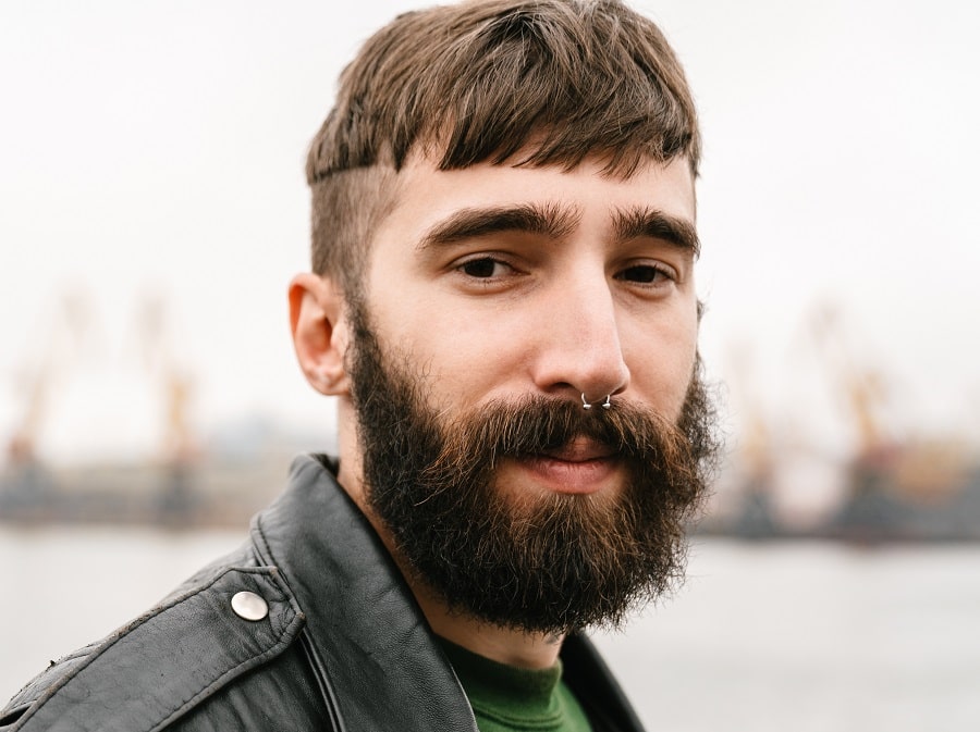 Motorcycle hairstyle with bangs for men