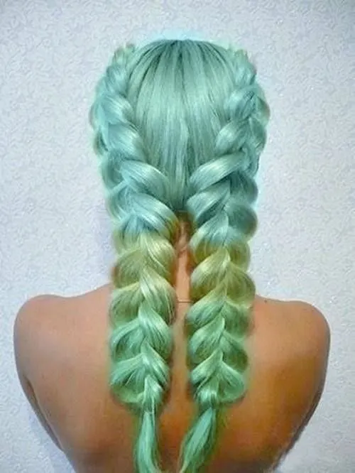 Girls Golden Blue Mermaid Hair Color