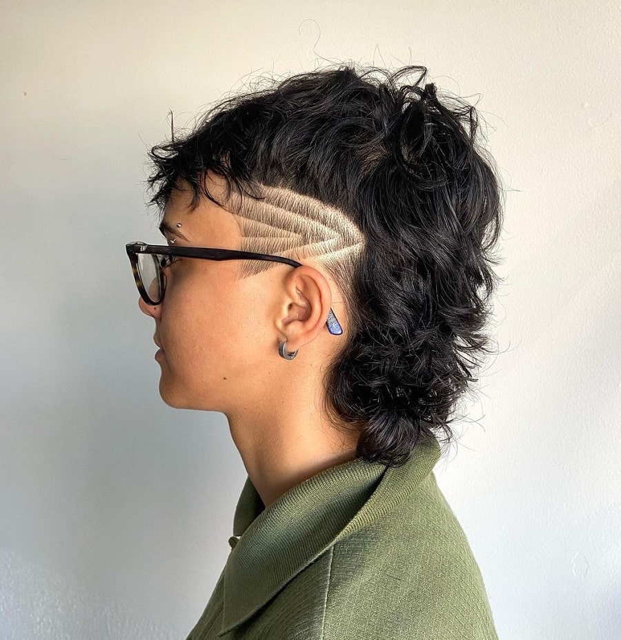 mullet haircut with design for women