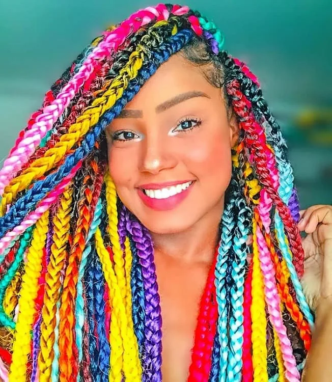 multicolor box braids