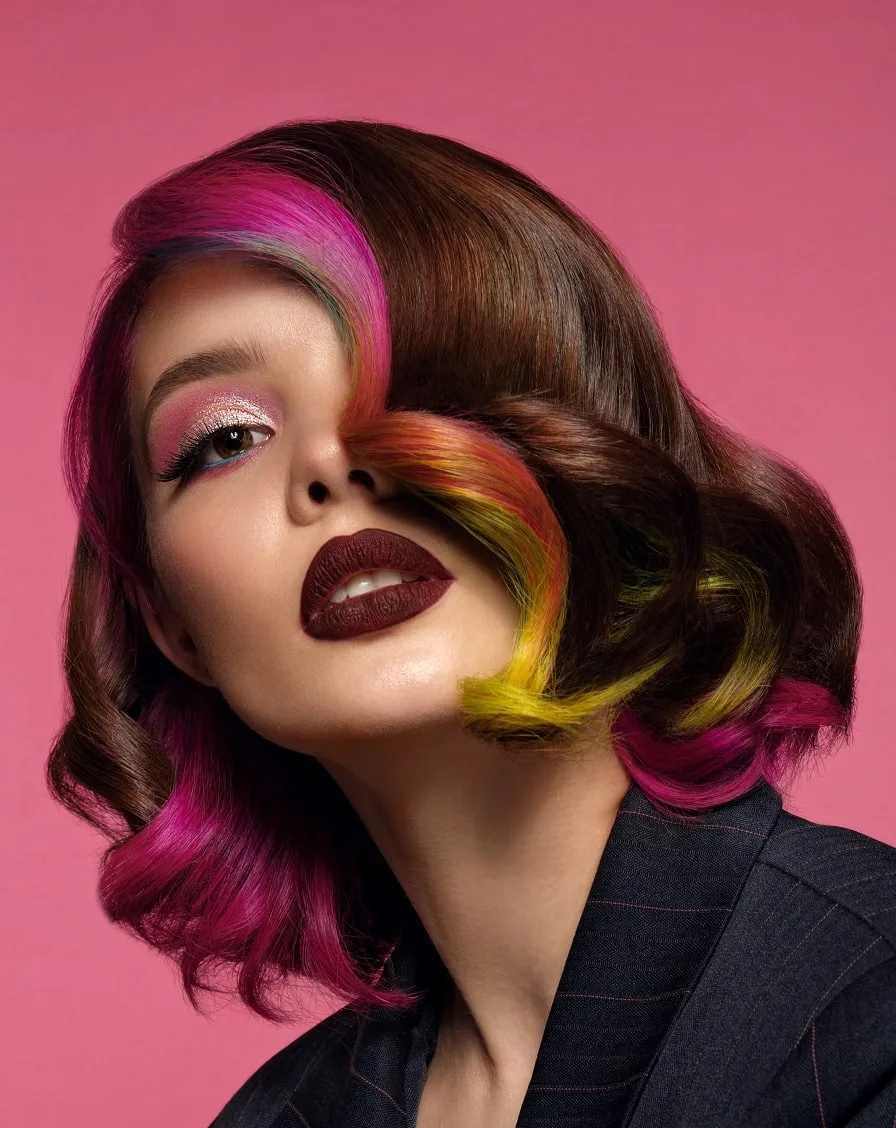 multicolored bob hair