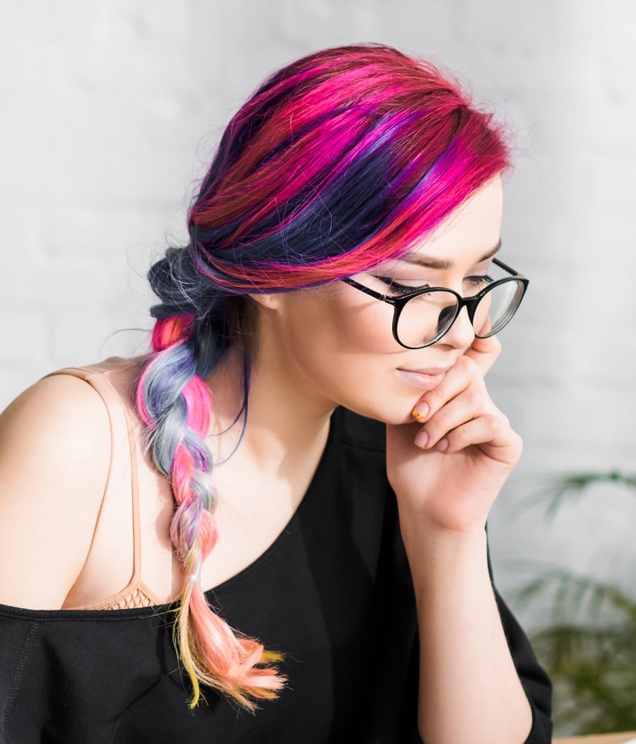 multicolored braided hair