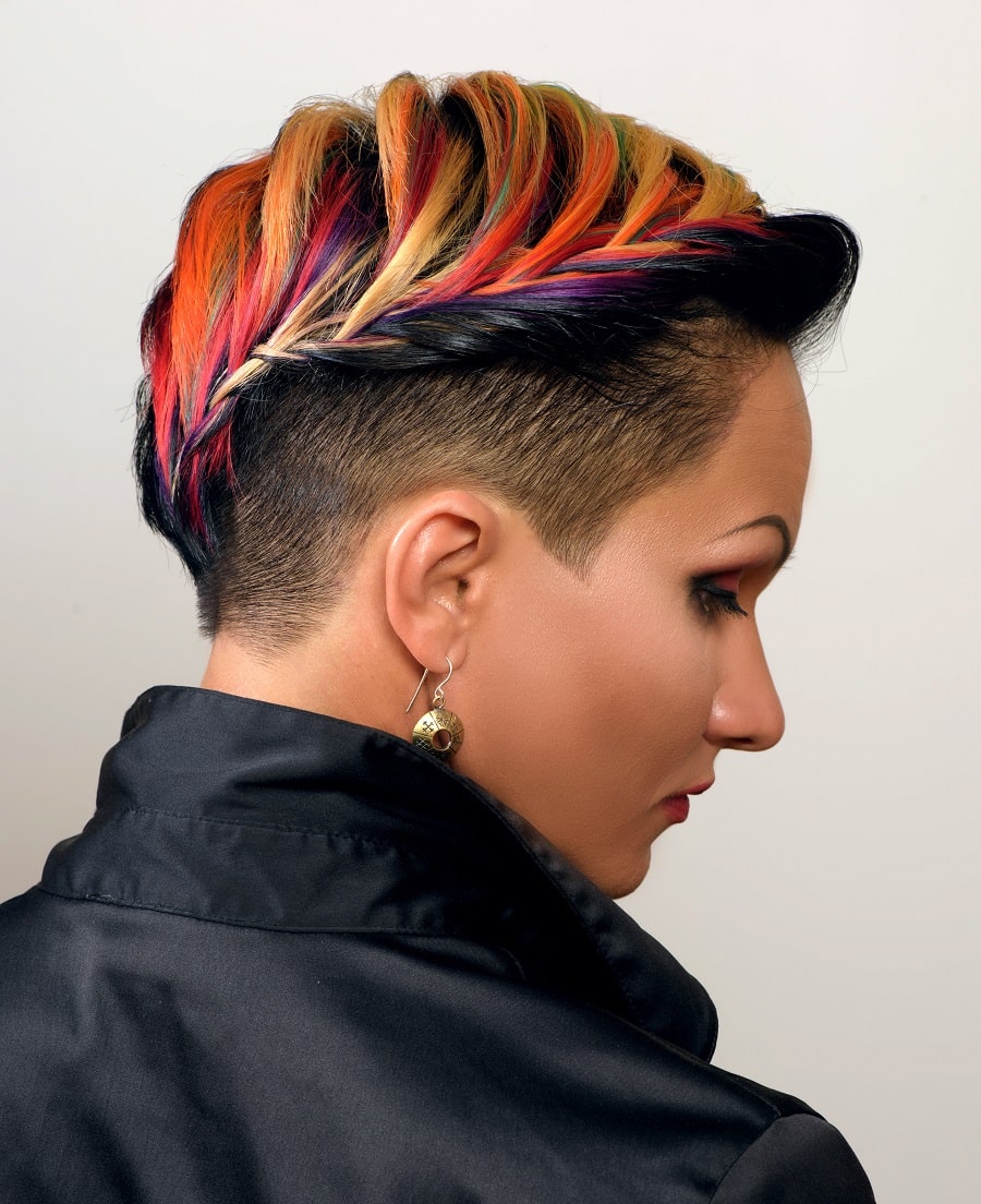 multicolored hair with undercut