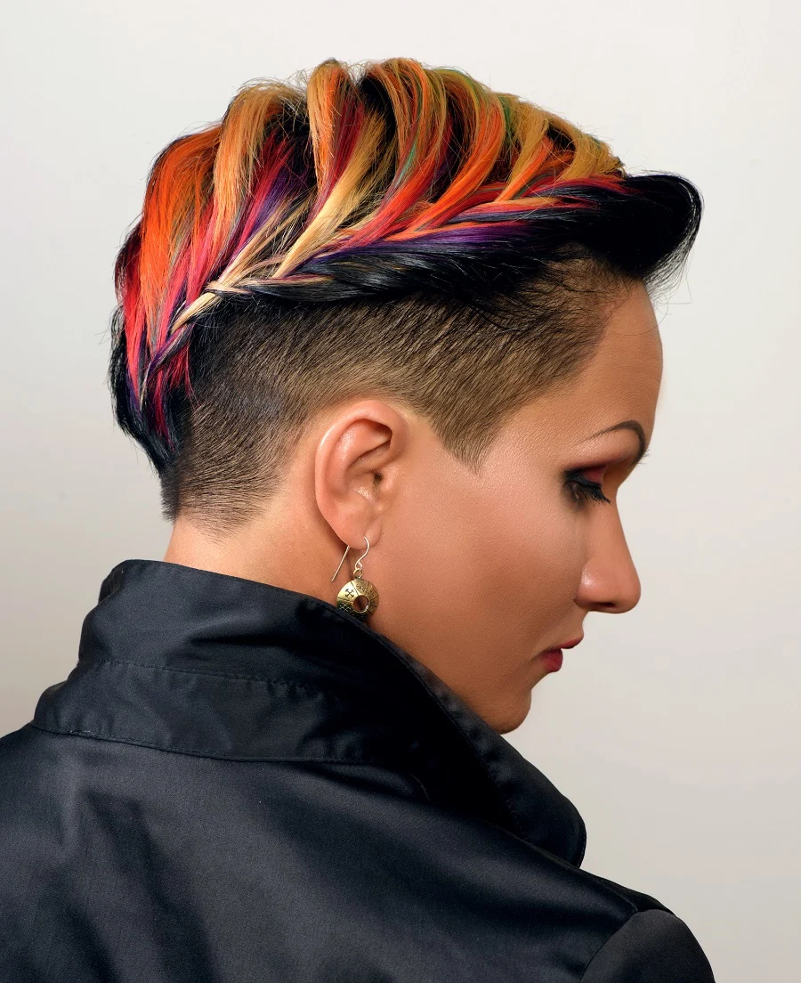 multi colored pixie cut