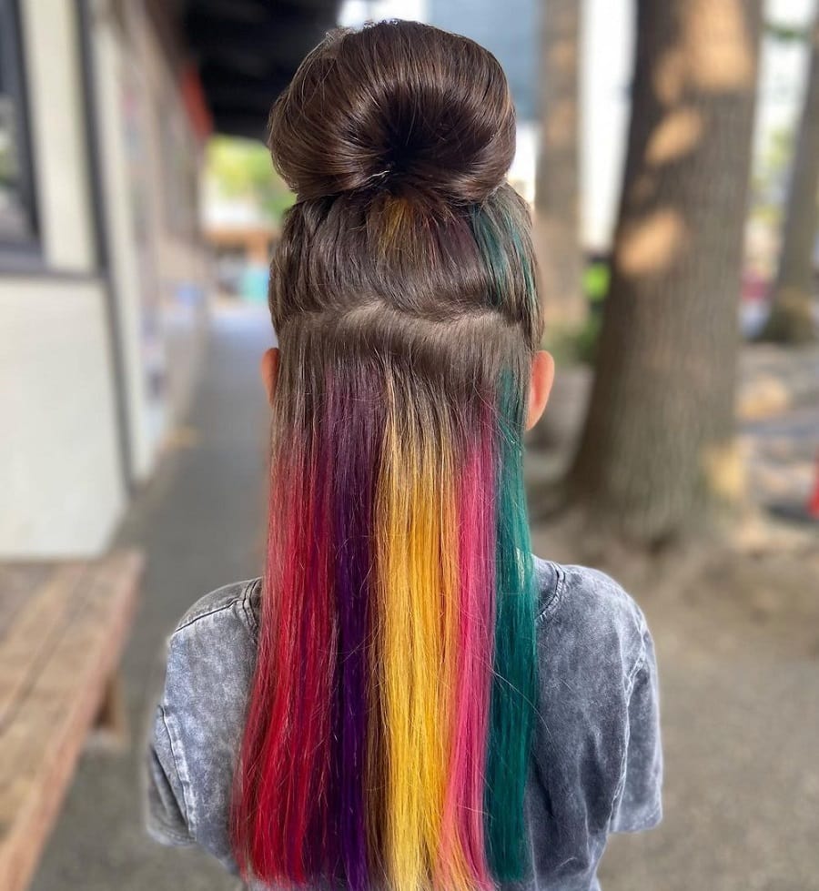 multicolored underneath hair