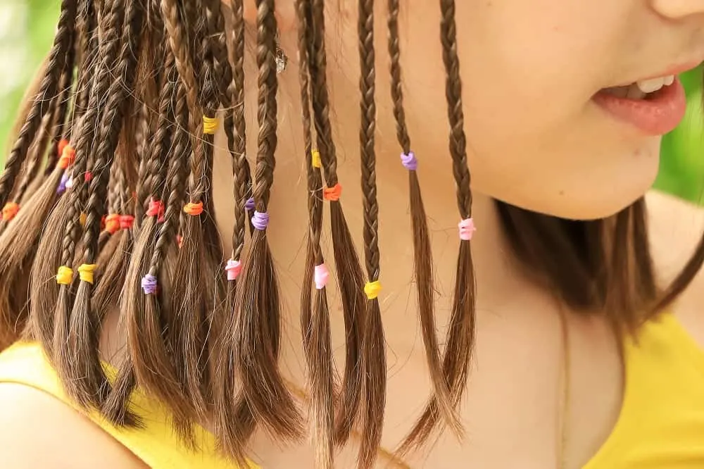 multiple braids with rubber band