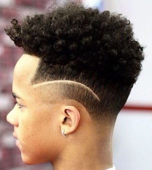 Nappy high fade with side lines