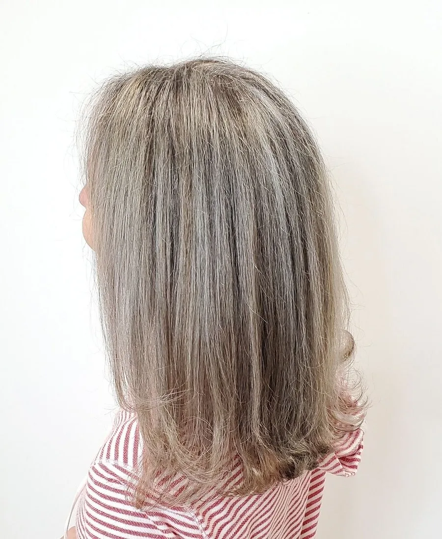 natural gray hair with dark highlights
