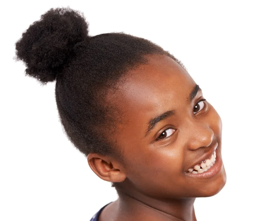 natural hair bun for black teenage girls