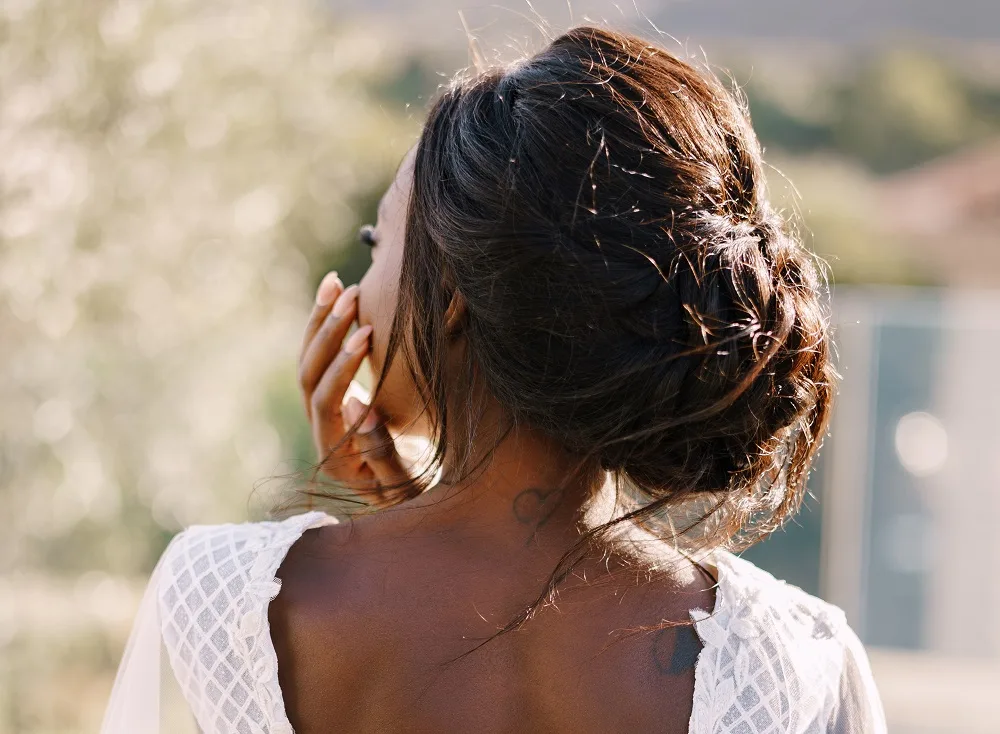 natural hair updo for brides