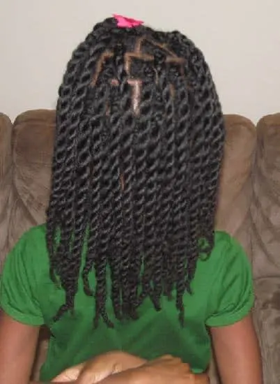 little girl's hairstyle with rope twists