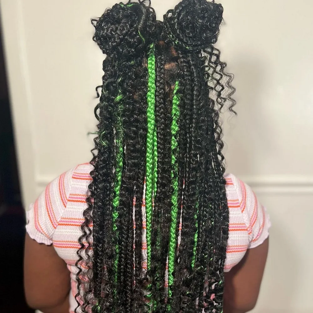 neon green peekaboo braids