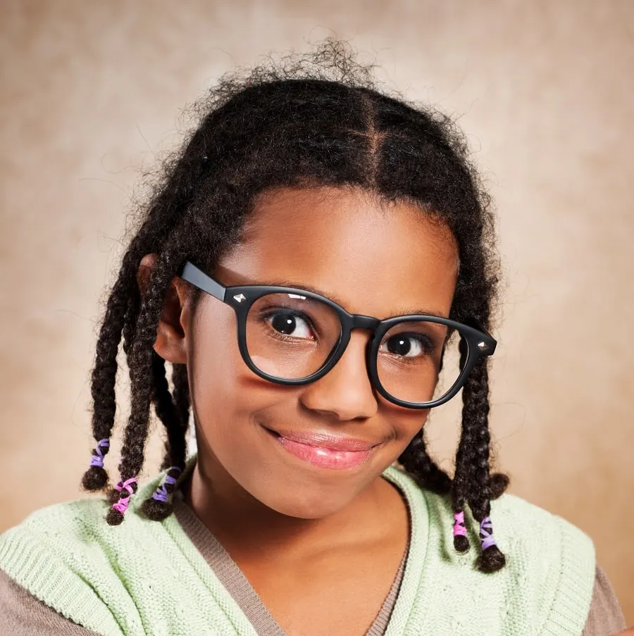 nerd hairstyle with braids for girls