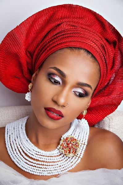 nigerian wedding hairstyle with head wrap