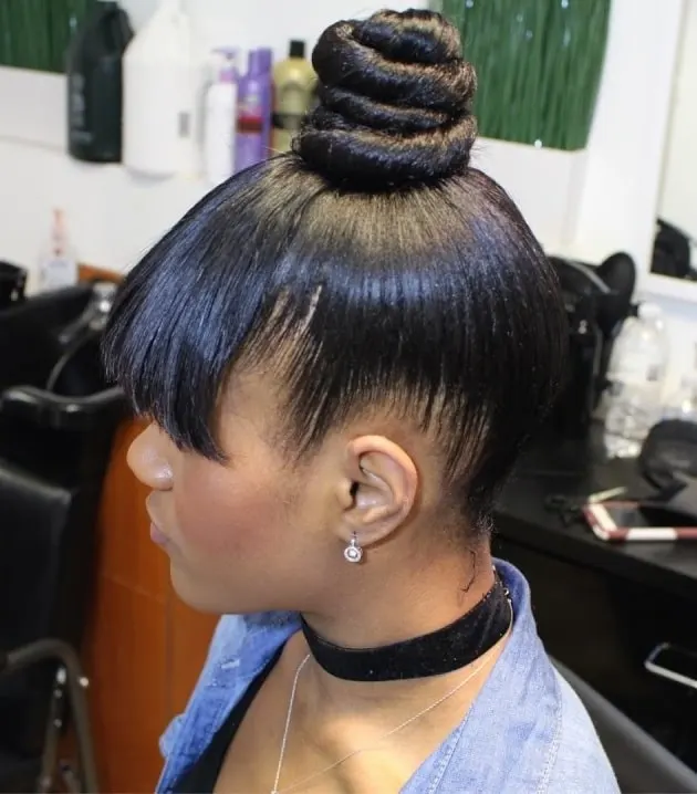 Top Knot Ninja Bun with Faux Bangs