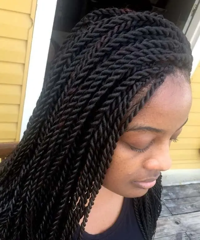 side swept nubian twist hairstyle