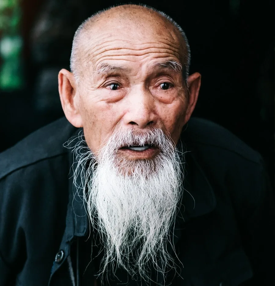 old Asian man with long goatee beard