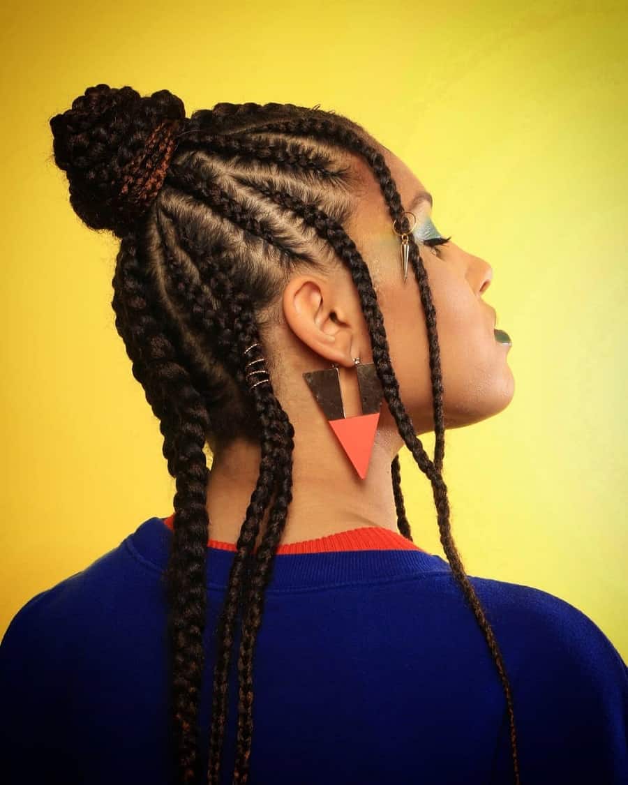old school hairstyle with braids