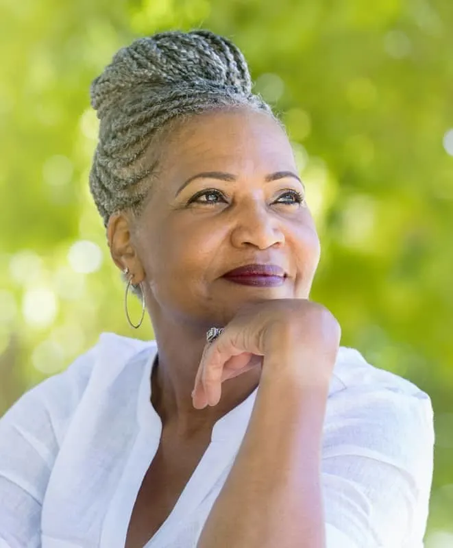 older black woman with long hair