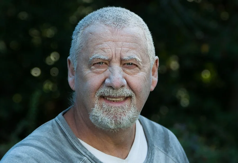 older man buzz cut for round face