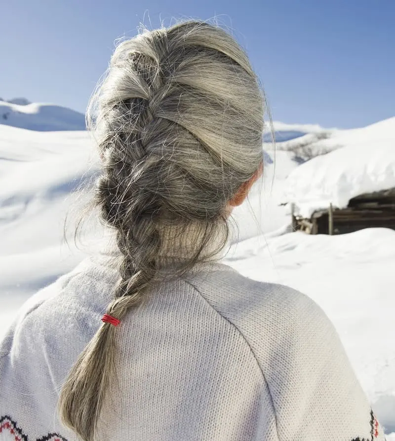 older woman with French braid