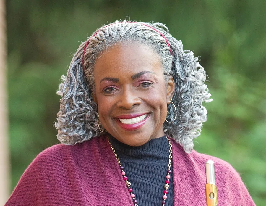 older woman with dreadlocks