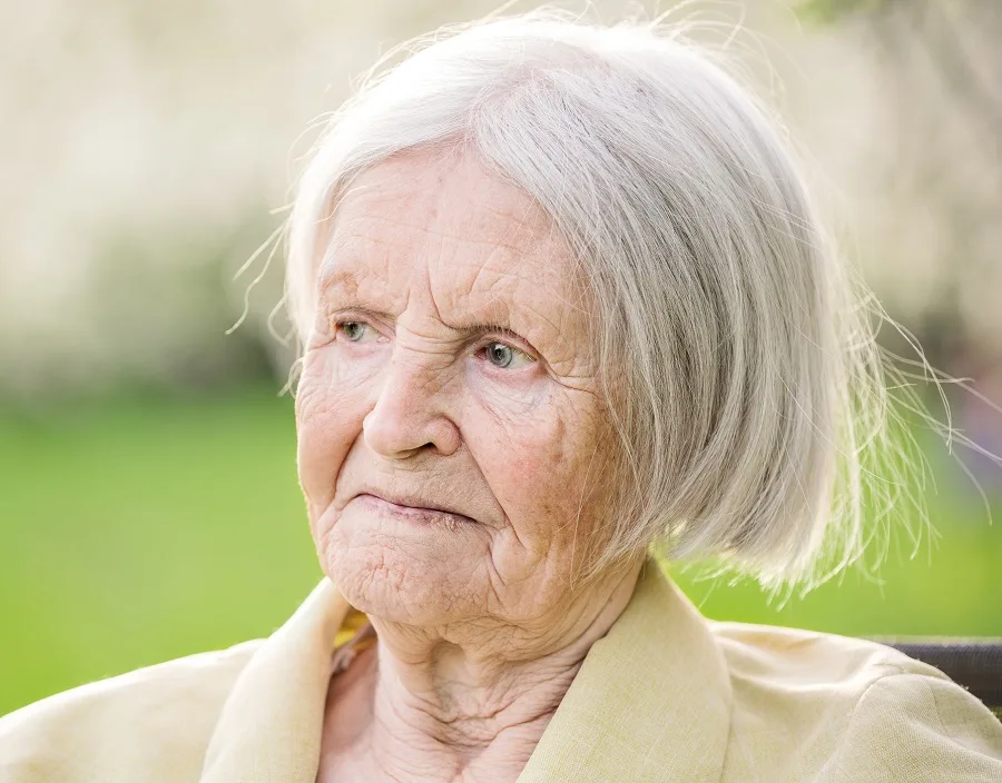 middle part bob for older women