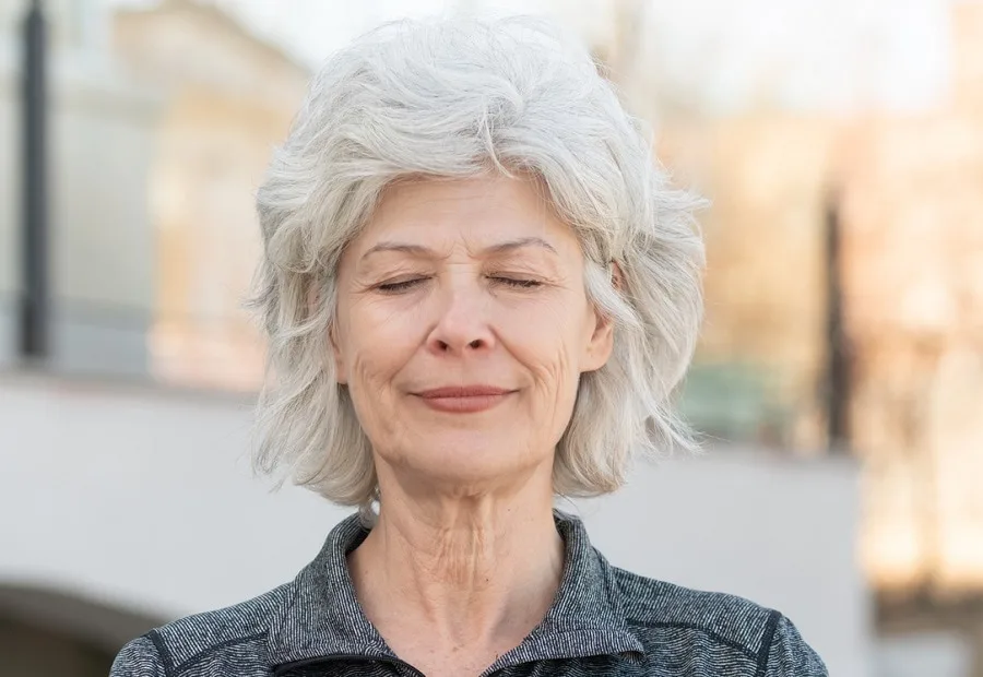 older women with short choppy haircut