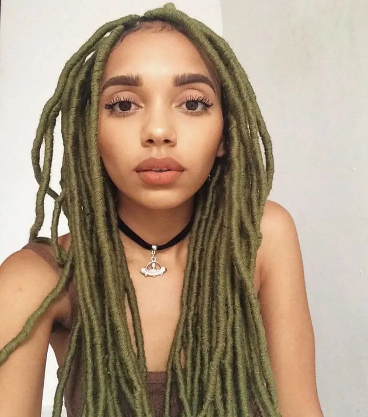 olive green hair
