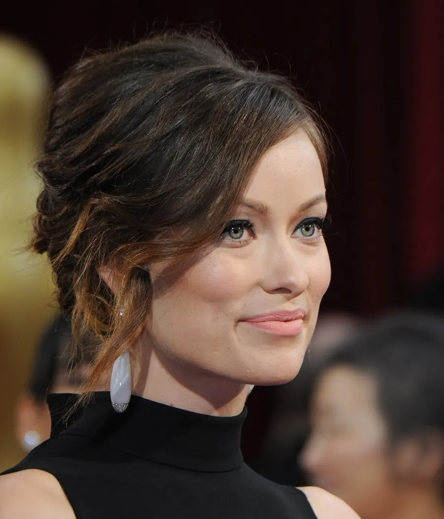 olivia wilde with loose updo