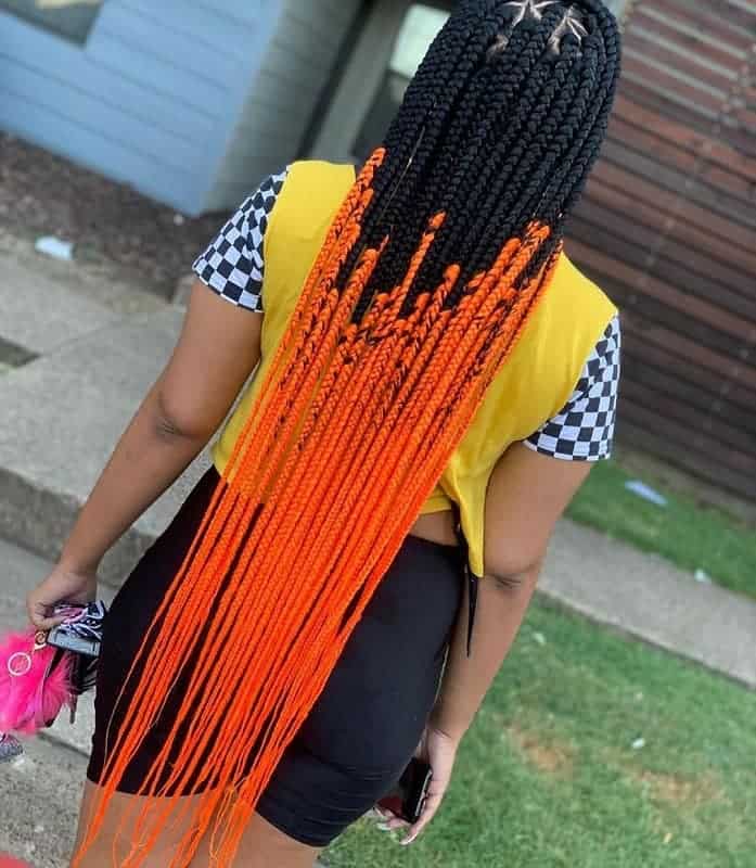 orange ombre braided style 