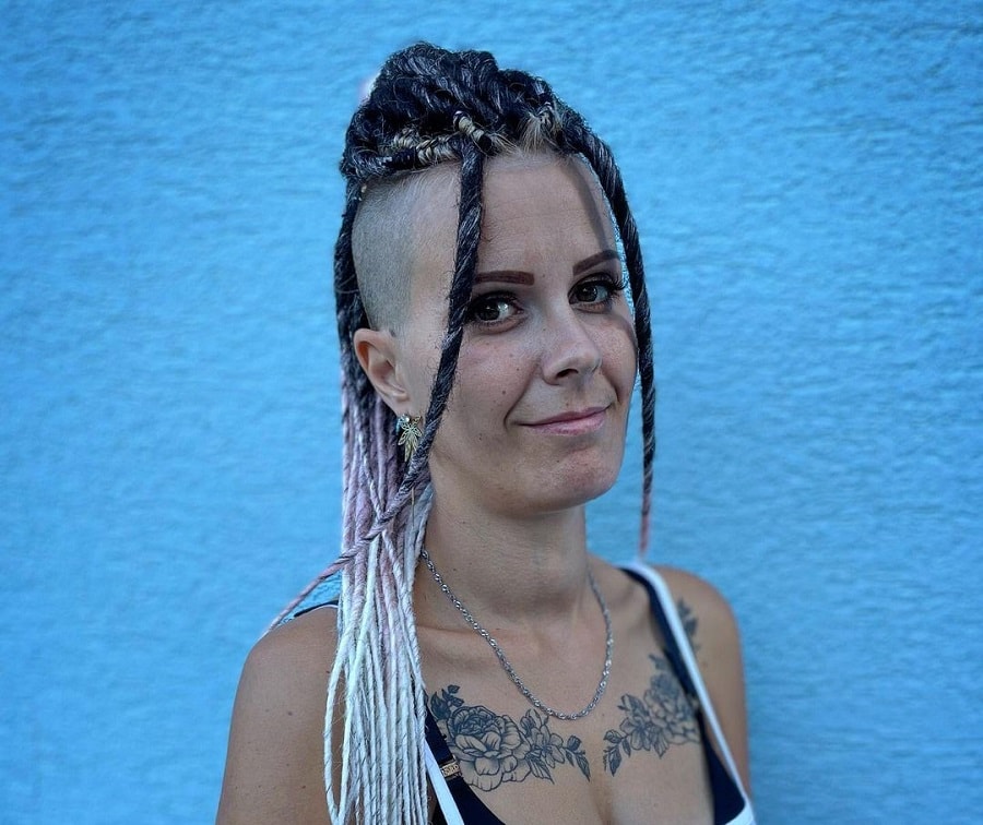 ombre dreads with shaved sides
