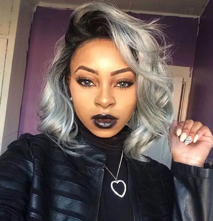 Silver Ombre on Short Black Hair