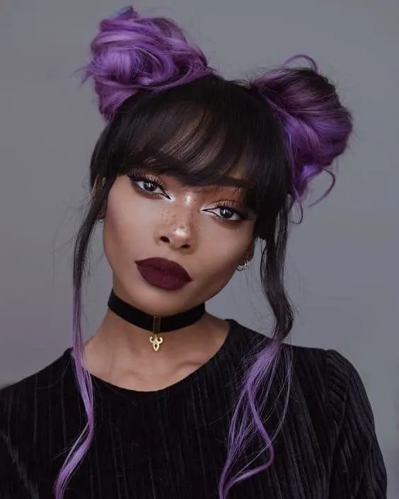 black girl with purple ombre hair