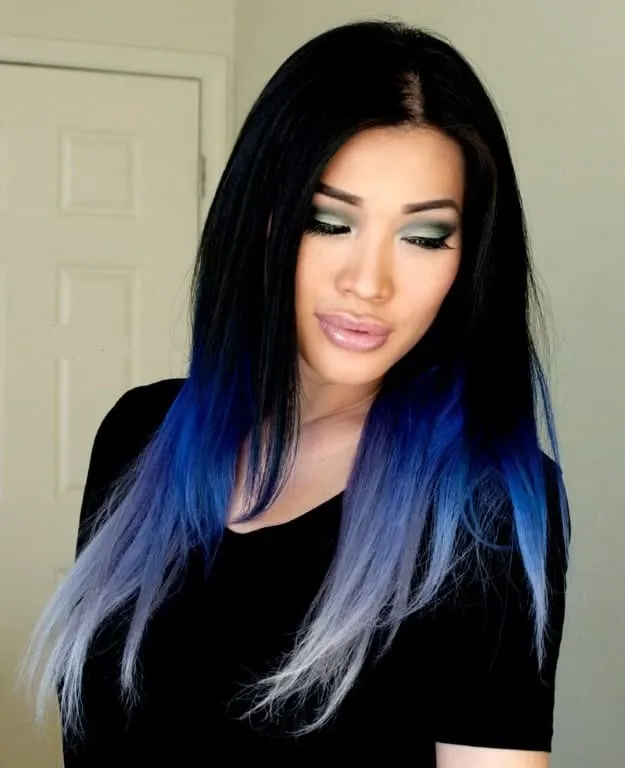 pastel blue hair on tan skin