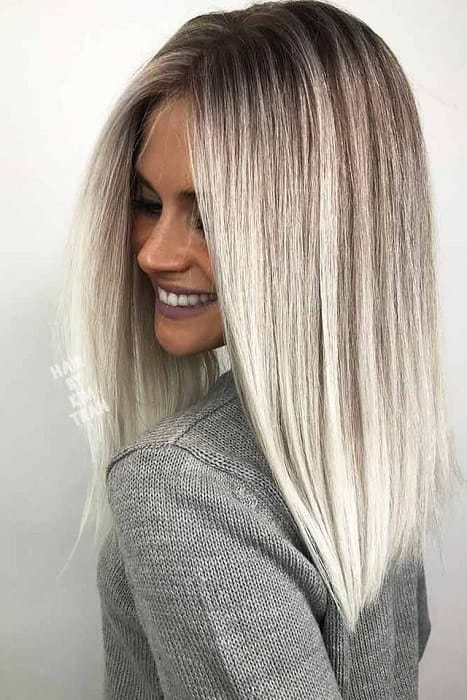 Platinum Blonde Ombre for Long Straight Hair