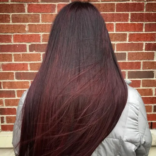 cherry red ombre for long straight hair