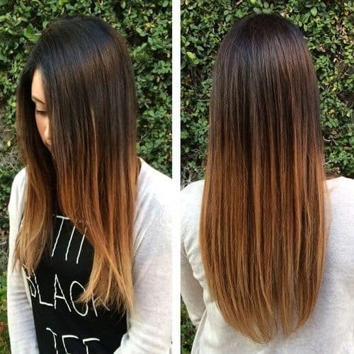 caramel ombre for long straight hair