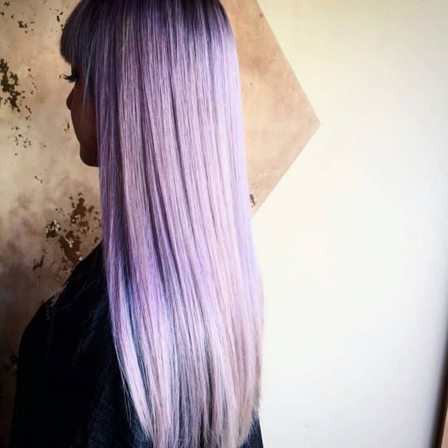 straight long hair with purple ombre