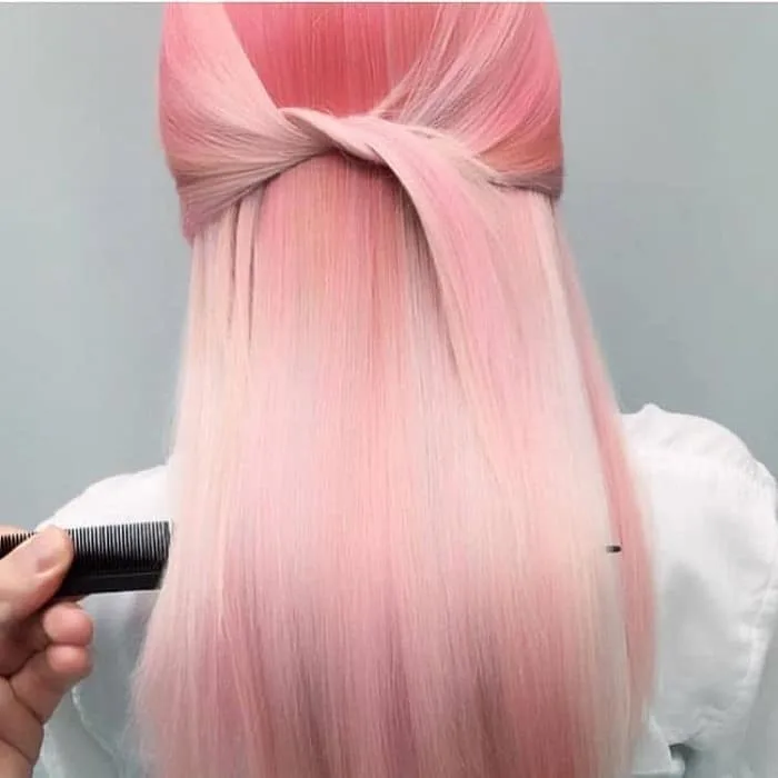pastel pink ombre for long and straight hair