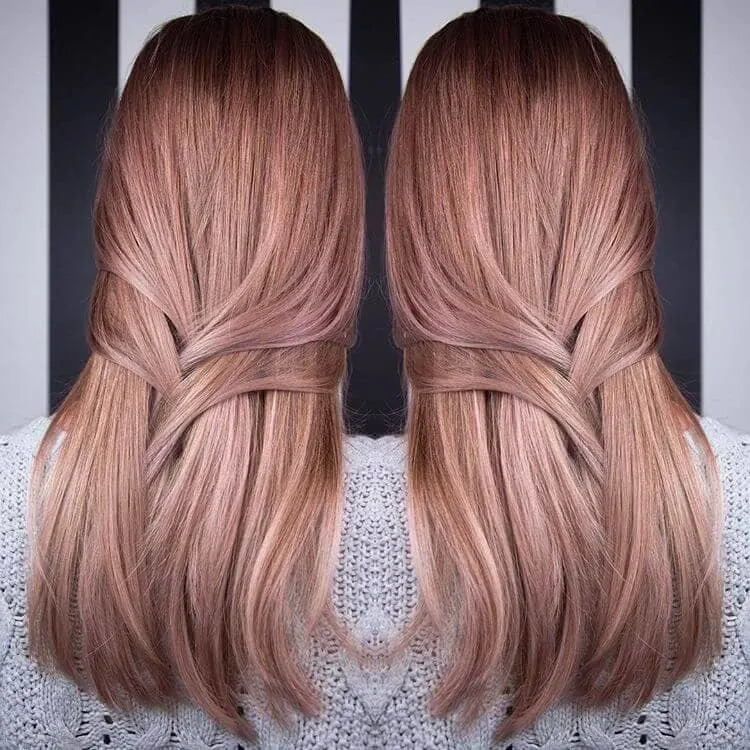 rose gold blonde ombre for long straight hair