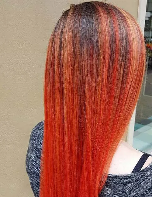 sunset ombre on straight hair