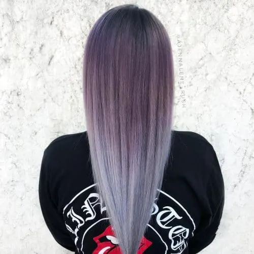 Purple to Silver Ombre for Long Hair