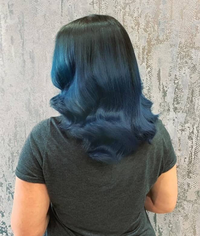 Women with Blue Ombre Medium Hair