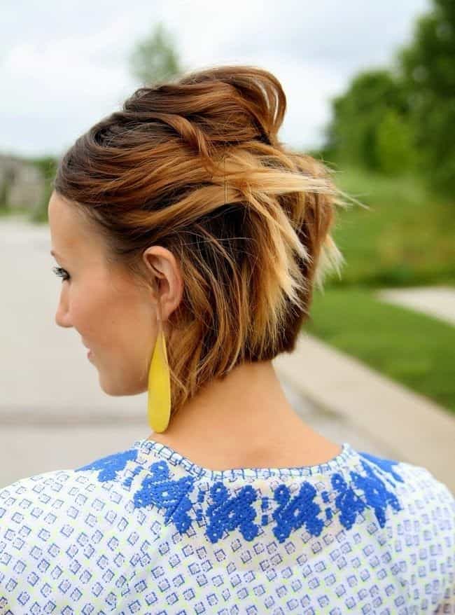 half up half down hairstyle with short ombre