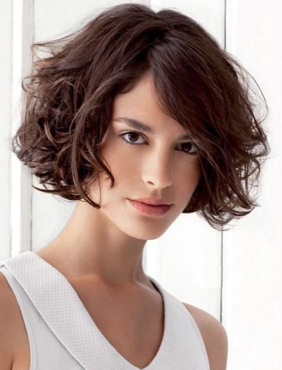 short curly one length bob for women